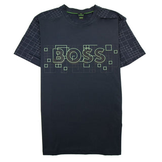Hugo Boss Men's Slim Fit Glow In The Dark Logo Graphic Tee Blue Size X-Large