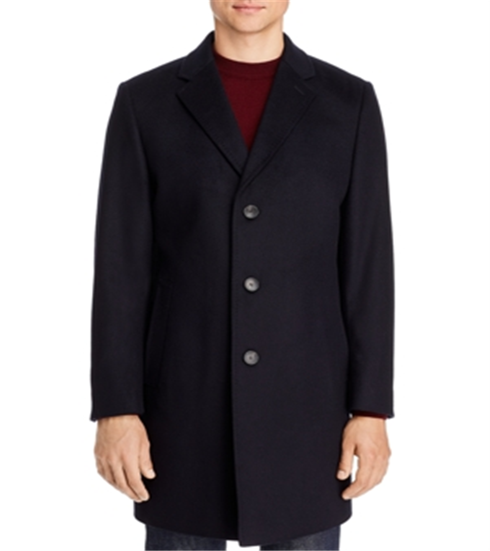 Hugo Boss Men's Jared Wool & Cashmere Classic Fit Topcoat Black Size 44