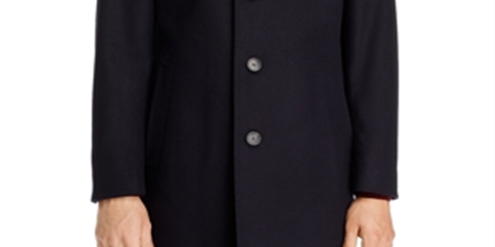 Hugo Boss Men's Jared Wool & Cashmere Classic Fit Topcoat Black Size 44