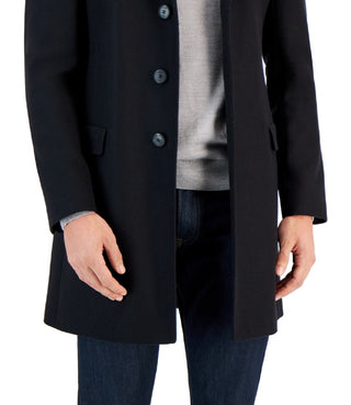 Hugo Boss Men's Migor Slim Fit Solid Wool Overcoat Black Size 46