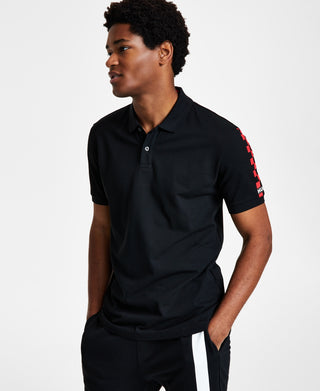 Hugo Boss Men's Dovember Classic Fit Checkered Logo Print Polo Shirt Black Size X-Large