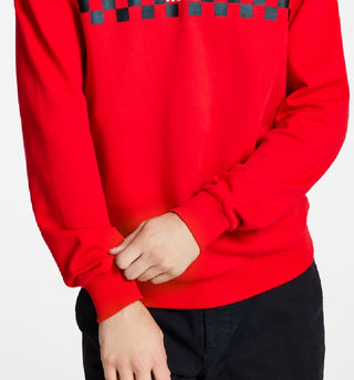 Hugo Boss Men's Dromeo Checkered Long Sleeve Sweatshirt Red Size XX-Large
