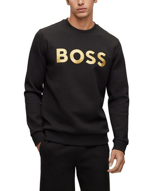 Hugo Boss Men's Cotton Blend Contrast Logo Relaxed Fit Sweatshirt Black Size Large