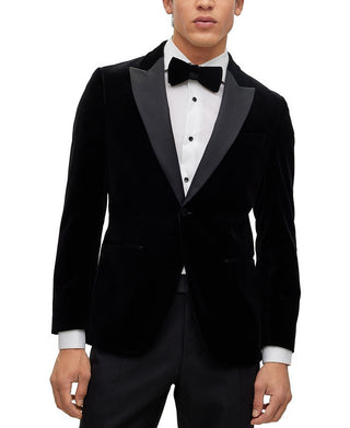 Hugo Boss Men's Slim Fit Tuxedo Pure Cotton Velvet Jacket Black Size 44