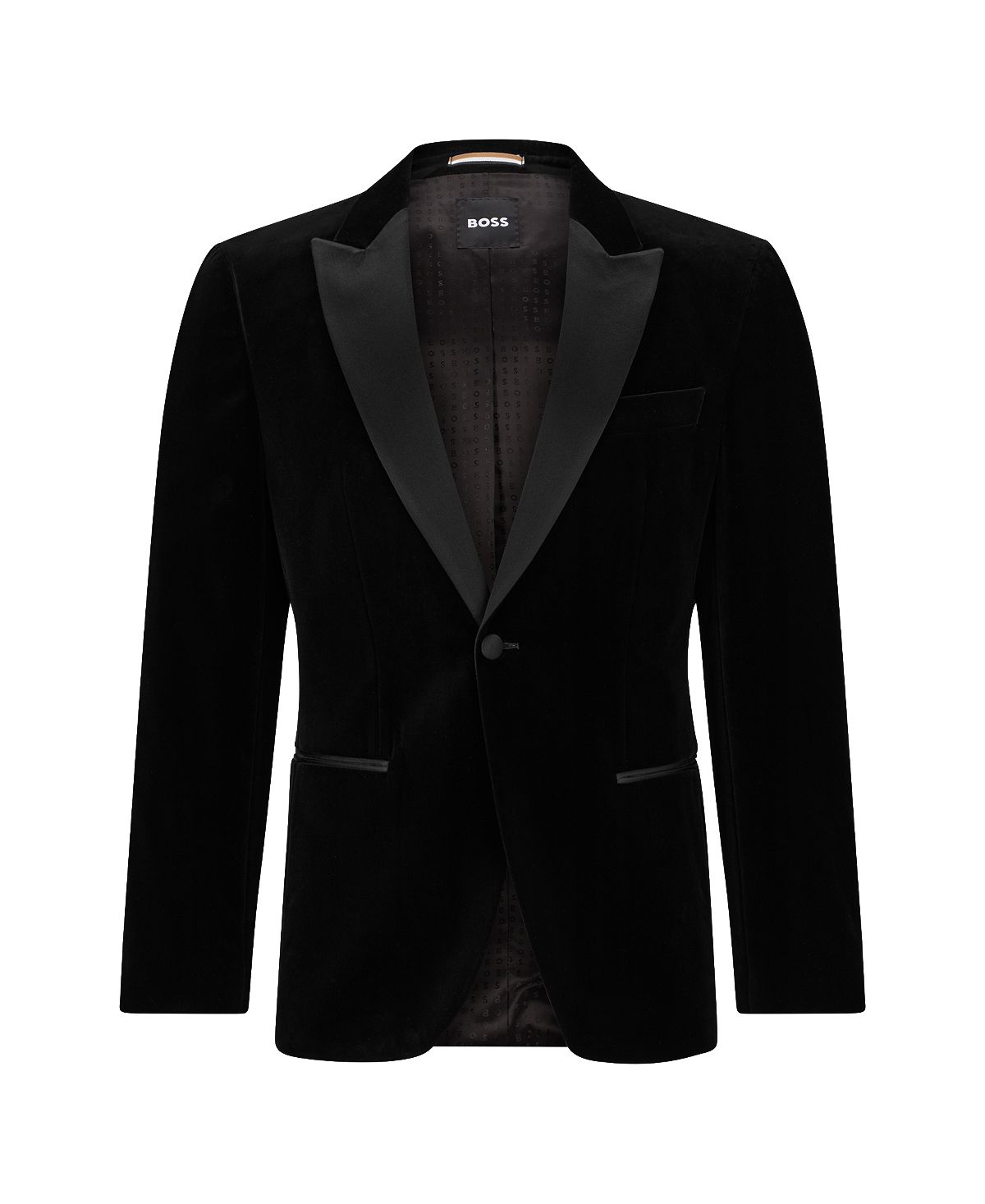 Hugo Boss Men's Slim Fit Tuxedo Pure Cotton Velvet Jacket Black Size 44
