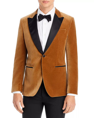 Hugo Boss Men's Hutson Velvet Slim Fit Dinner Jacket Brown Size 38