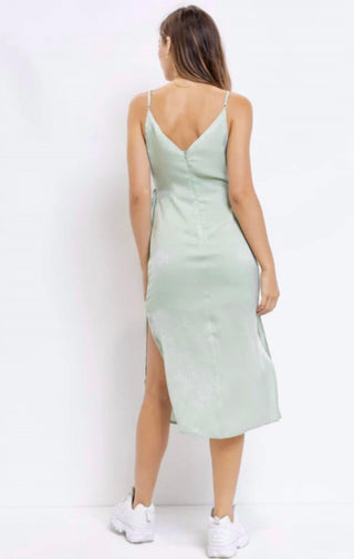 Le Lis - Bust wrapped and tie satin midi dress