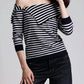 Minnie Rose - Cotton Cashmere Striped Off The Shoulder Top