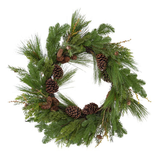22-Inch Eucalyptus and Pinecone Wreath – Natural Greenery Holiday Décor