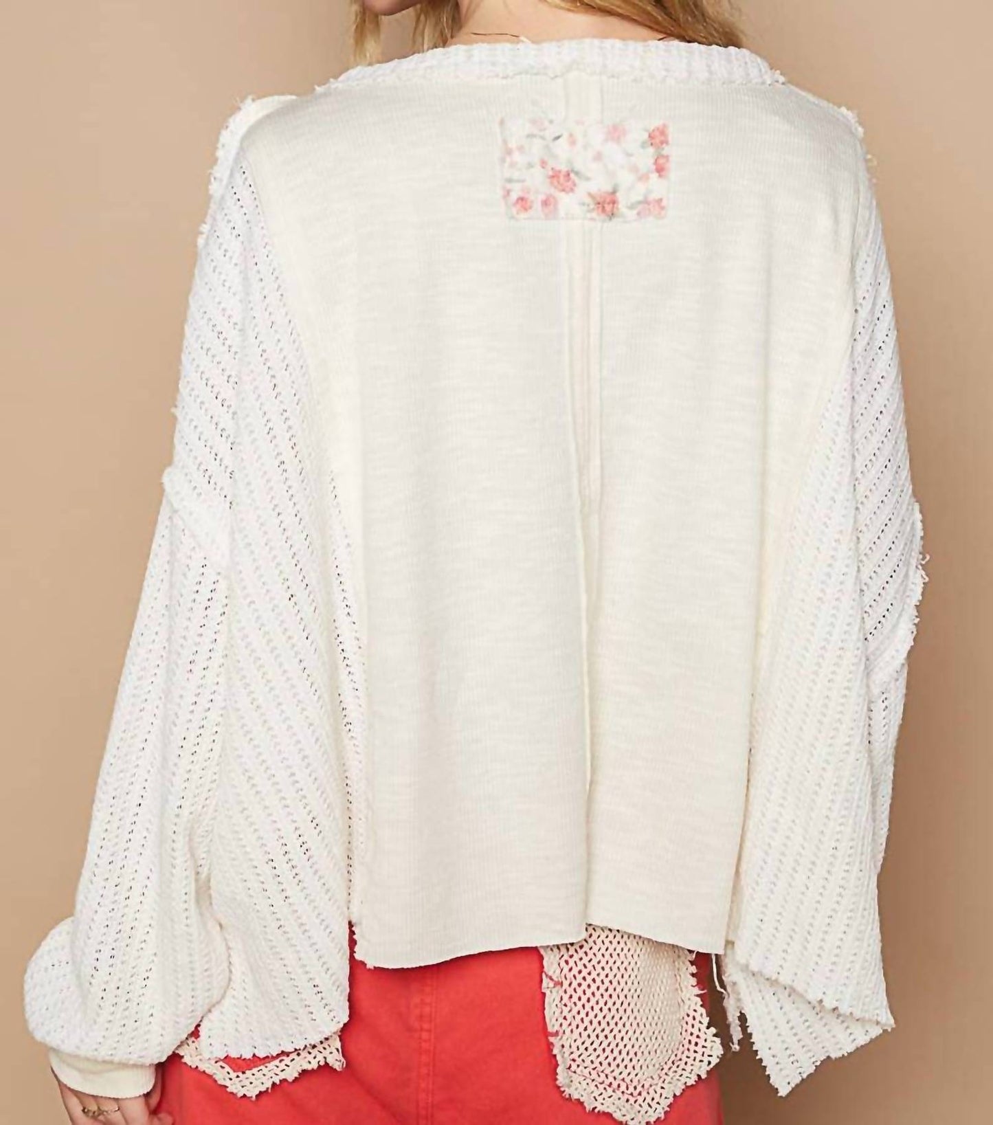 Pol - Vintage Wash Floral Patch Top