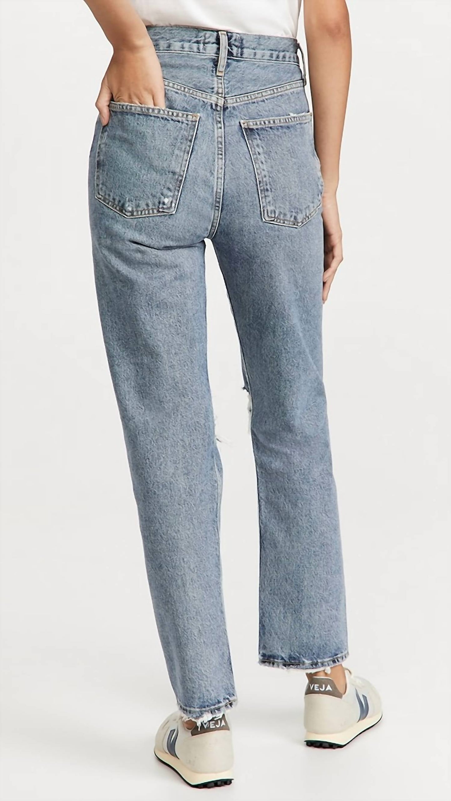 Agolde - 90's Pinch Waist Ripped High Rise Straight Jeans