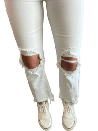 Risen - High-Rise Straight Distressed Jeans