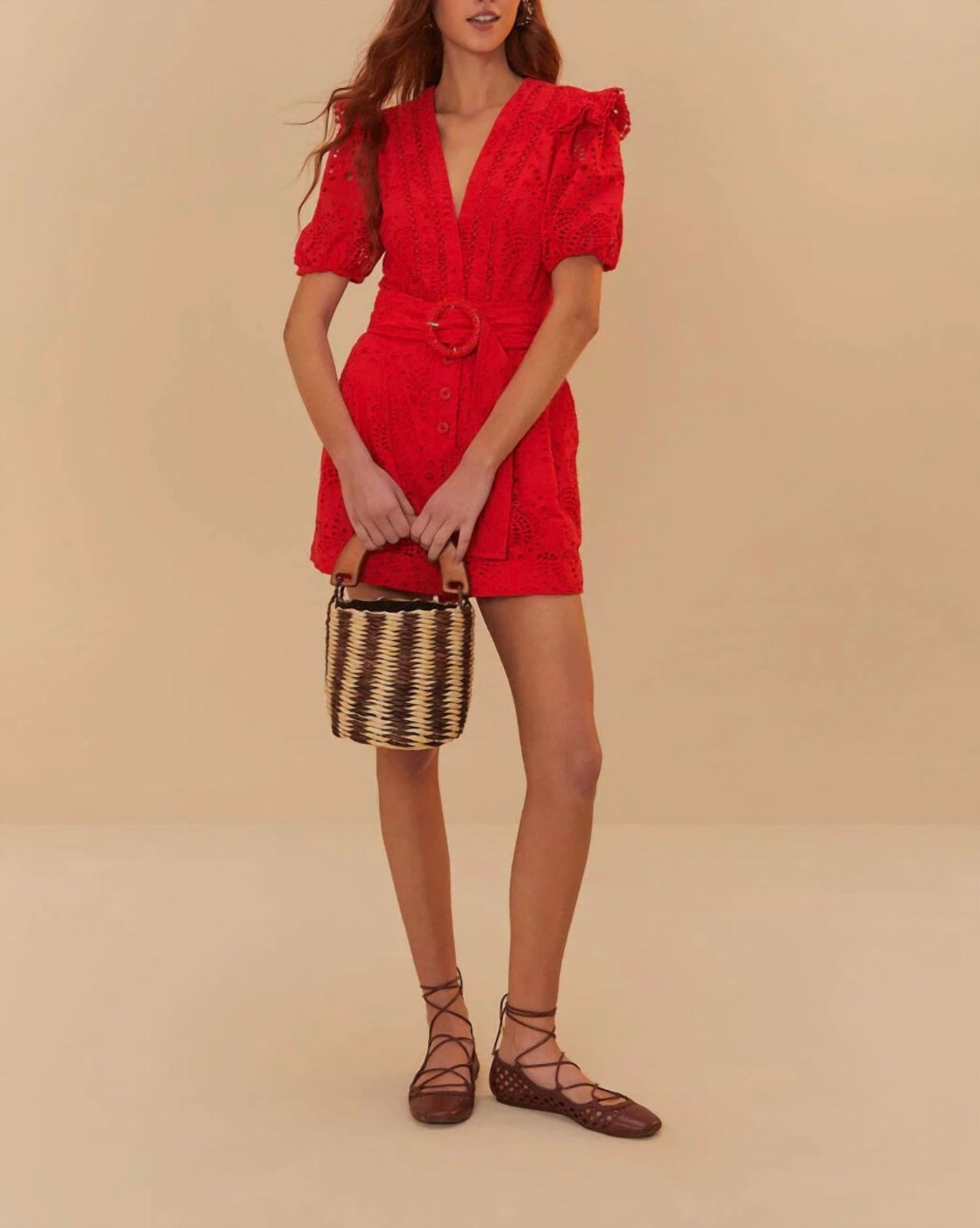 Farm Rio - RED EYELETS ROMPER