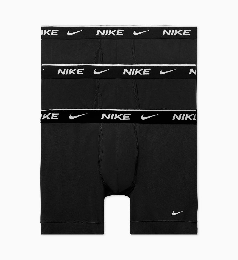 Nike Men's Dri Fit Essential 3 Pack Stretch Cotton Boxer Briefs Black Size X-Large