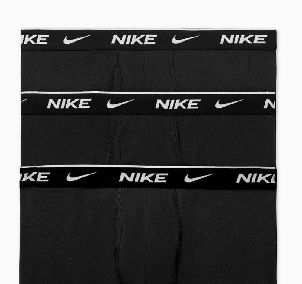 Nike Men's Dri Fit Essential 3 Pack Stretch Cotton Boxer Briefs Black Size X-Large