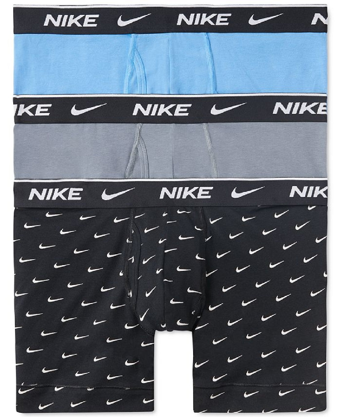 Nike Men's Dri Fit Essential 3 Pack Stretch Cotton Boxer Briefs Black Size X-Large