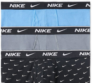Nike Men's Dri Fit Essential 3 Pack Stretch Cotton Boxer Briefs Black Size X-Large