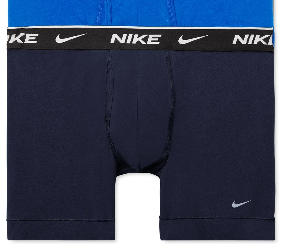 Nike Men's 3 Pk Dri Fit Essential Cotton Stretch Boxer Briefs Blue Size Medium