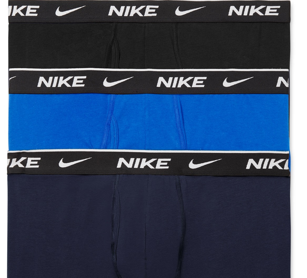 Nike Men's 3 Pk Dri Fit Essential Cotton Stretch Boxer Briefs Blue Size Medium