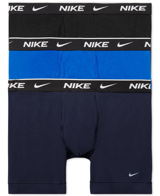 Nike Men's 3 Pk Dri Fit Essential Cotton Stretch Boxer Briefs Blue Size Medium