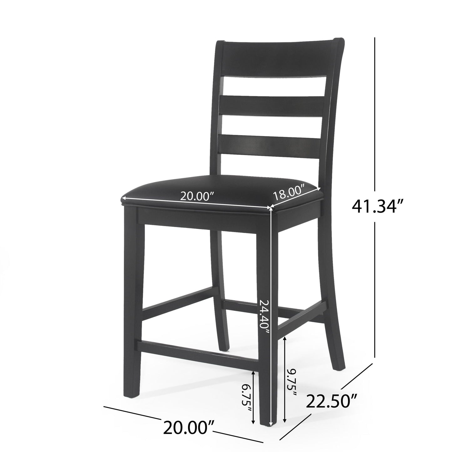 Farmhouse Upholstered Wood Counter Stools