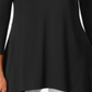 JM Collection Women's V Neck Handkerchief Hem Top Black Size Large