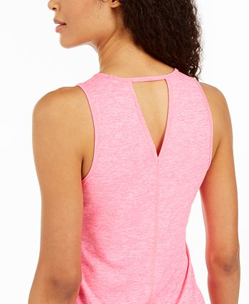 ID Ideology Women's Essentials Heathered Keyhole Back Tank Top Pink Size Large