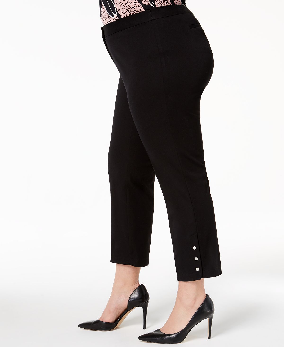 Alfani Women's Plus Studded Ankle Pants Black Size 20W