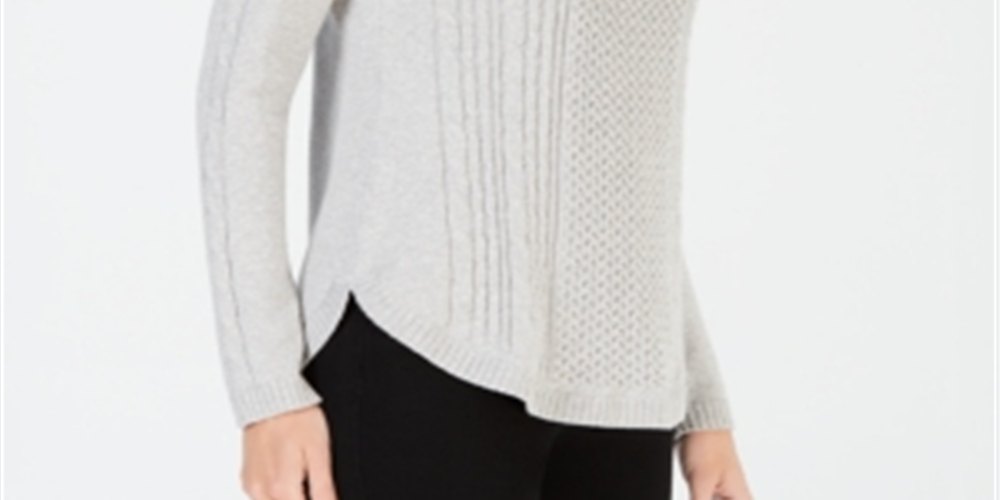 Charter Club Women's Cable Detail Sweater Gray Size Large