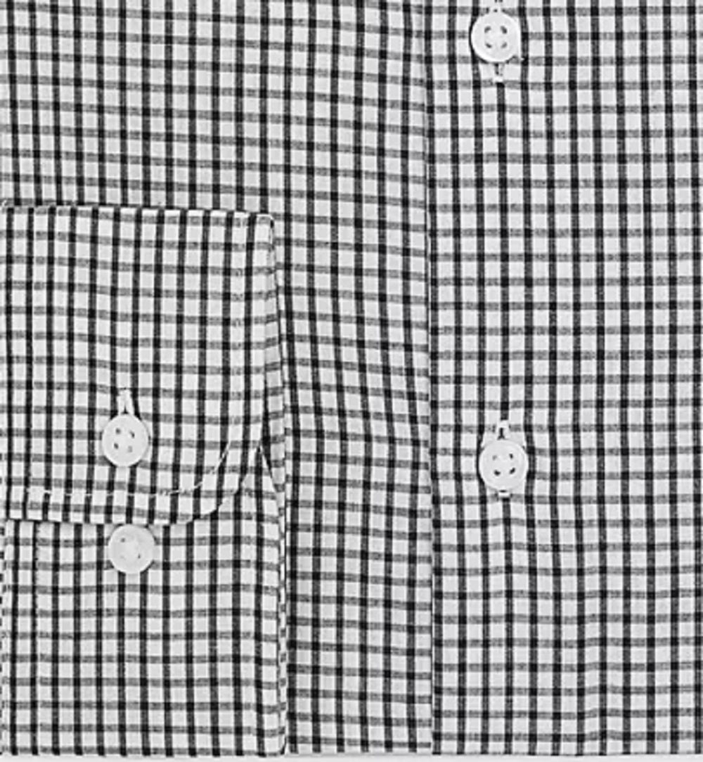 Club Room Men's Slim Fit Check Dress Shirt Black Size 18.5X34-35