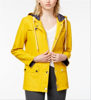 Maison Jules Women's Hooded Raincoat Yellow Size Large