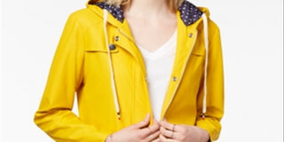 Maison Jules Women's Hooded Raincoat Yellow Size Large