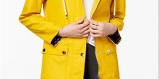 Maison Jules Women's Hooded Raincoat Yellow Size Large