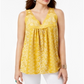 Style & Co Women's Embroidered Sleeveless Top Yellow Size X-Small