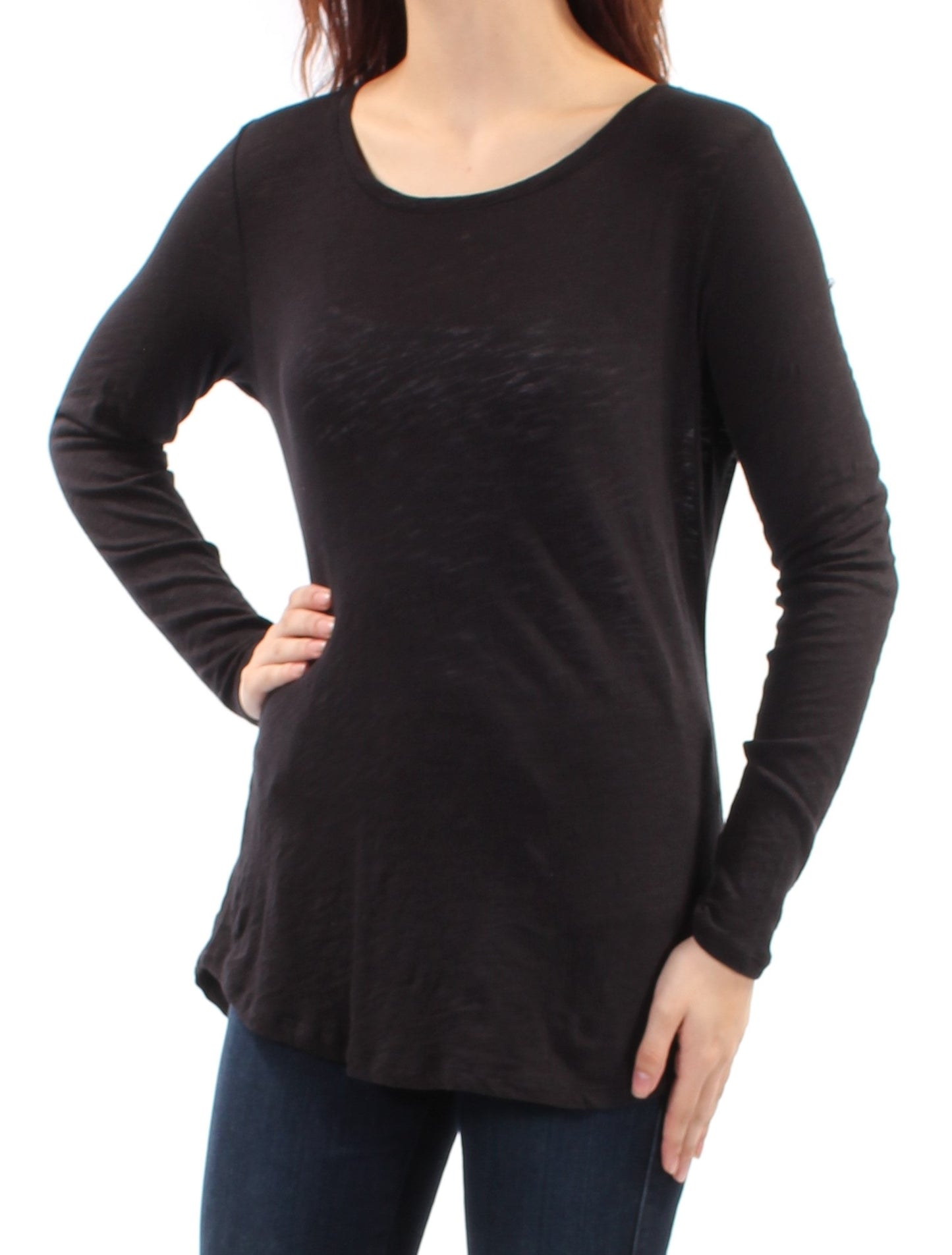 Maison Jules Women's Scoop Neck Top Black Size X-Large