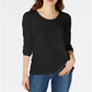 Maison Jules Women's Scoop Neck Top Black Size X-Large