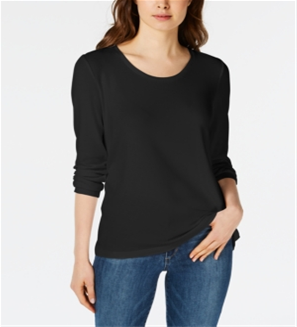 Maison Jules Women's Scoop Neck Top Black Size X-Large