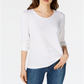 Maison Jules Women's Scoop Neck Top White Size X-Large