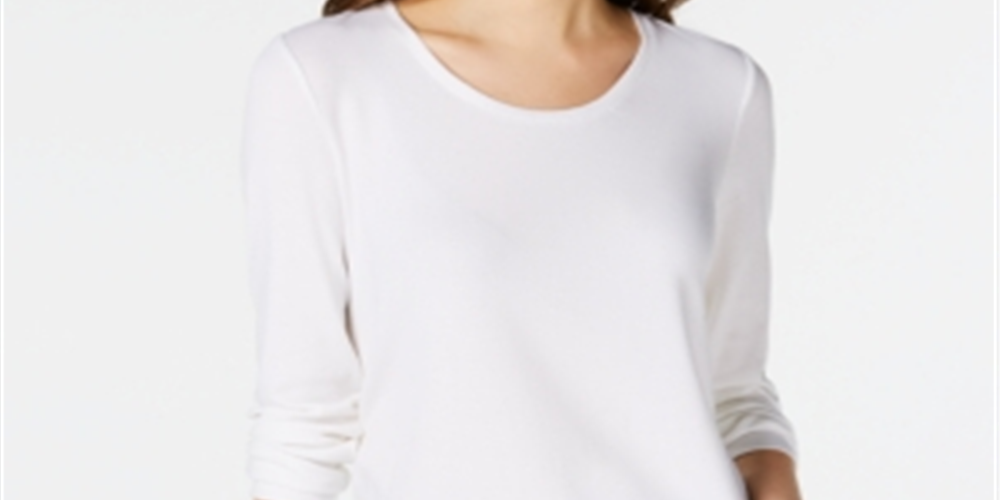 Maison Jules Women's Scoop Neck Top White Size X-Large