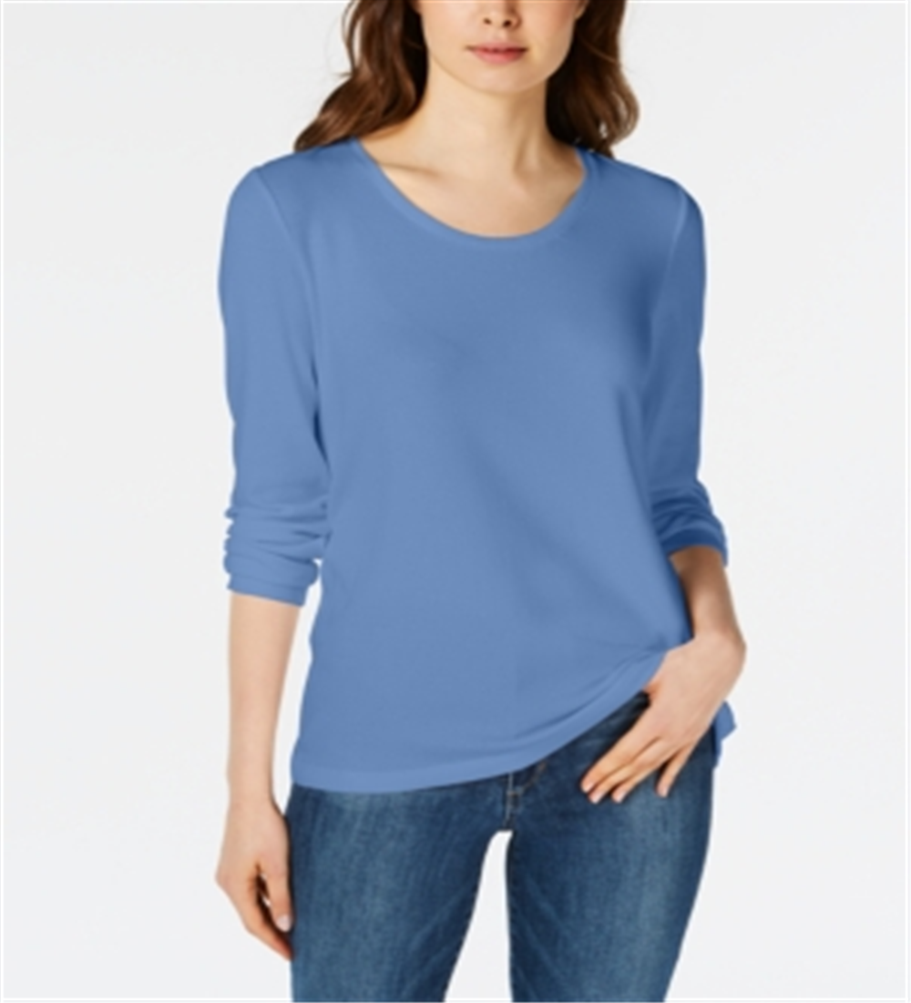 Maison Jules Women's Scoop Neck Top Blue Size X-Large