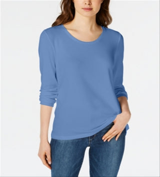 Maison Jules Women's Scoop Neck Top Blue Size X-Large
