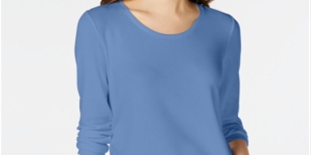 Maison Jules Women's Scoop Neck Top Blue Size X-Large