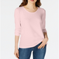Maison Jules Women's Scoop Neck Top Pink Size X-Large