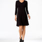 Style & Co Women's V Neck Swing Dress Black Size Medium