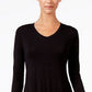 Style & Co Women's V Neck Swing Dress Black Size Medium