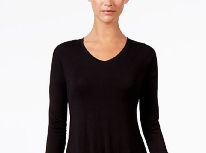 Style & Co Women's V Neck Swing Dress Black Size Medium