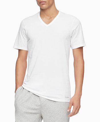 Calvin Klein Men's 3 Pack Slim Fit Cotton V Neck T-Shirt White Size Medium