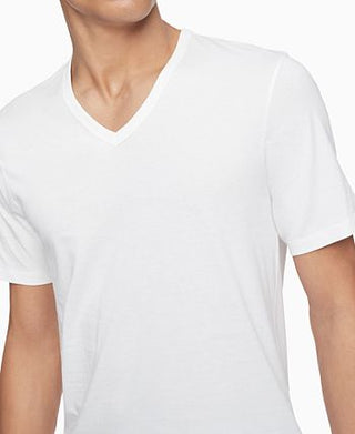 Calvin Klein Men's 3 Pack Slim Fit Cotton V Neck T-Shirt White Size Medium