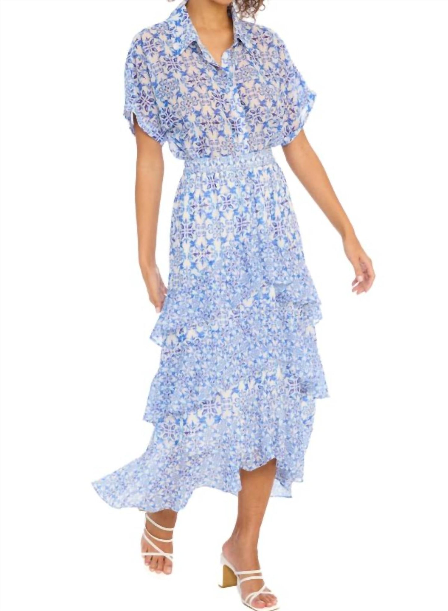 Allison New York - Ella Cascading Ruffles Midi Skirt