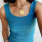 Bobi - Ribbed Scoop Neck Cropped Tank Top